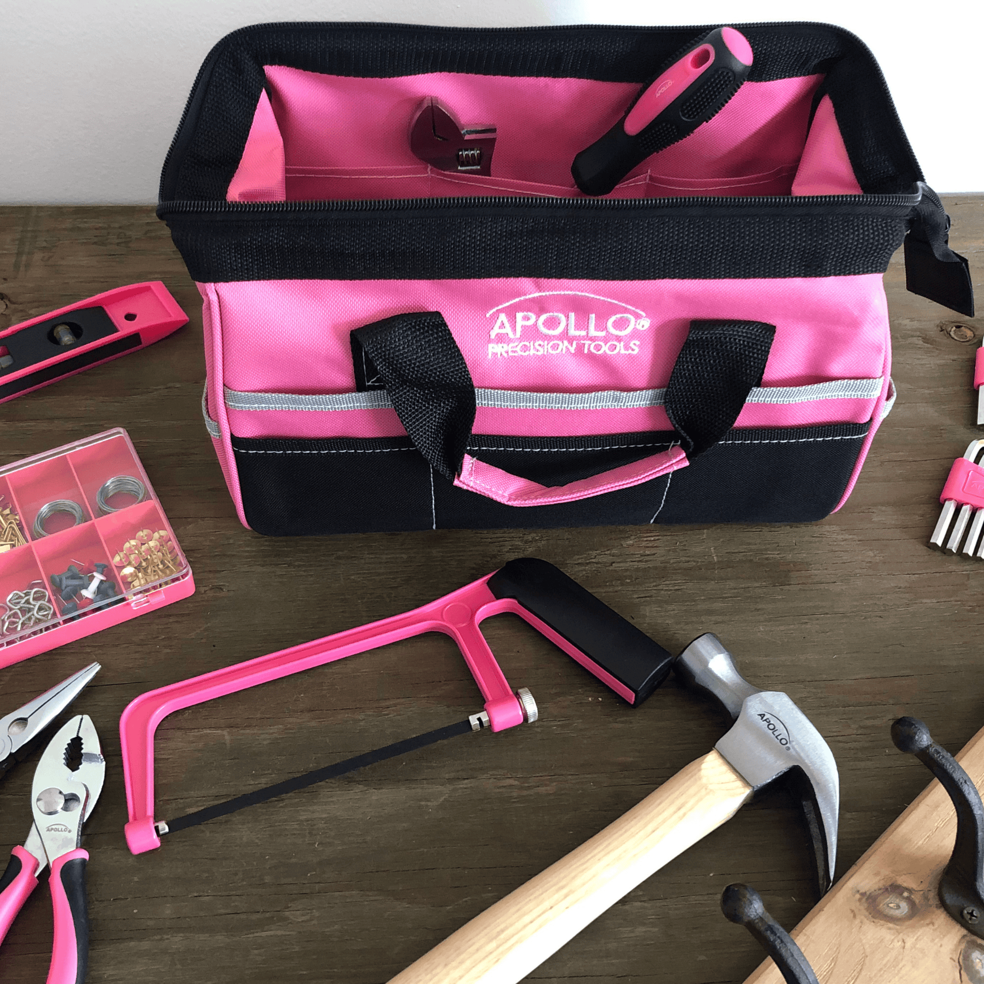 201 Piece Household Tool Kit in a Soft-Sided Tool Bag Pink - DT0020P Apollo Tools