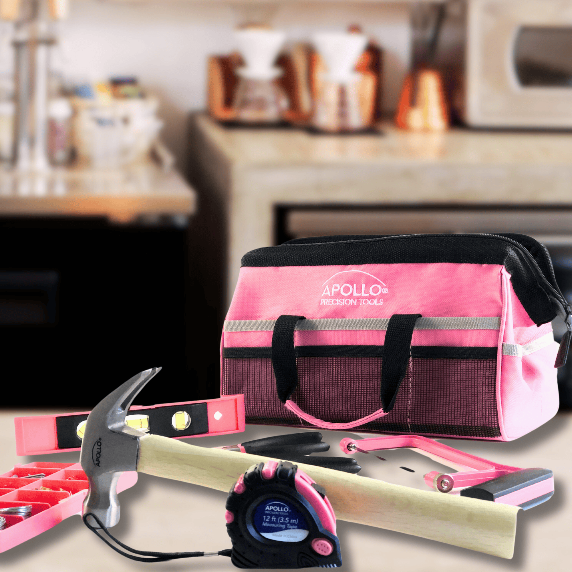 201 Piece Household Tool Kit in a Soft-Sided Tool Bag Pink - DT0020P Apollo Tools