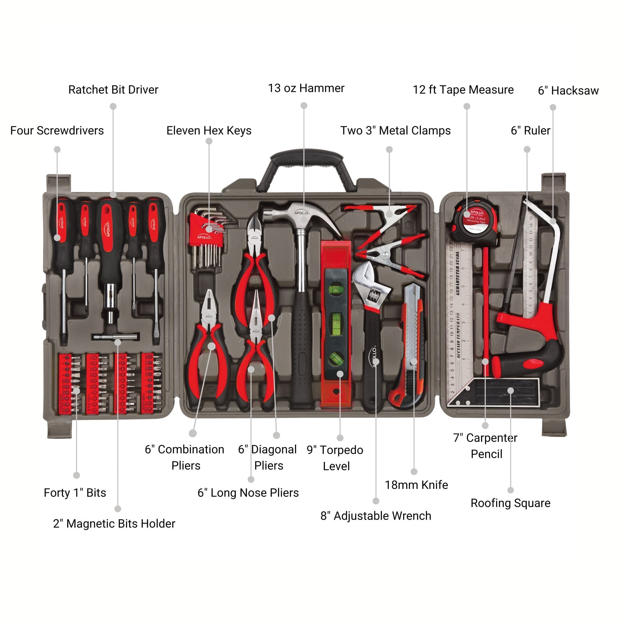 71 Piece Household Tool Kit - DT0204 Apollo Tools