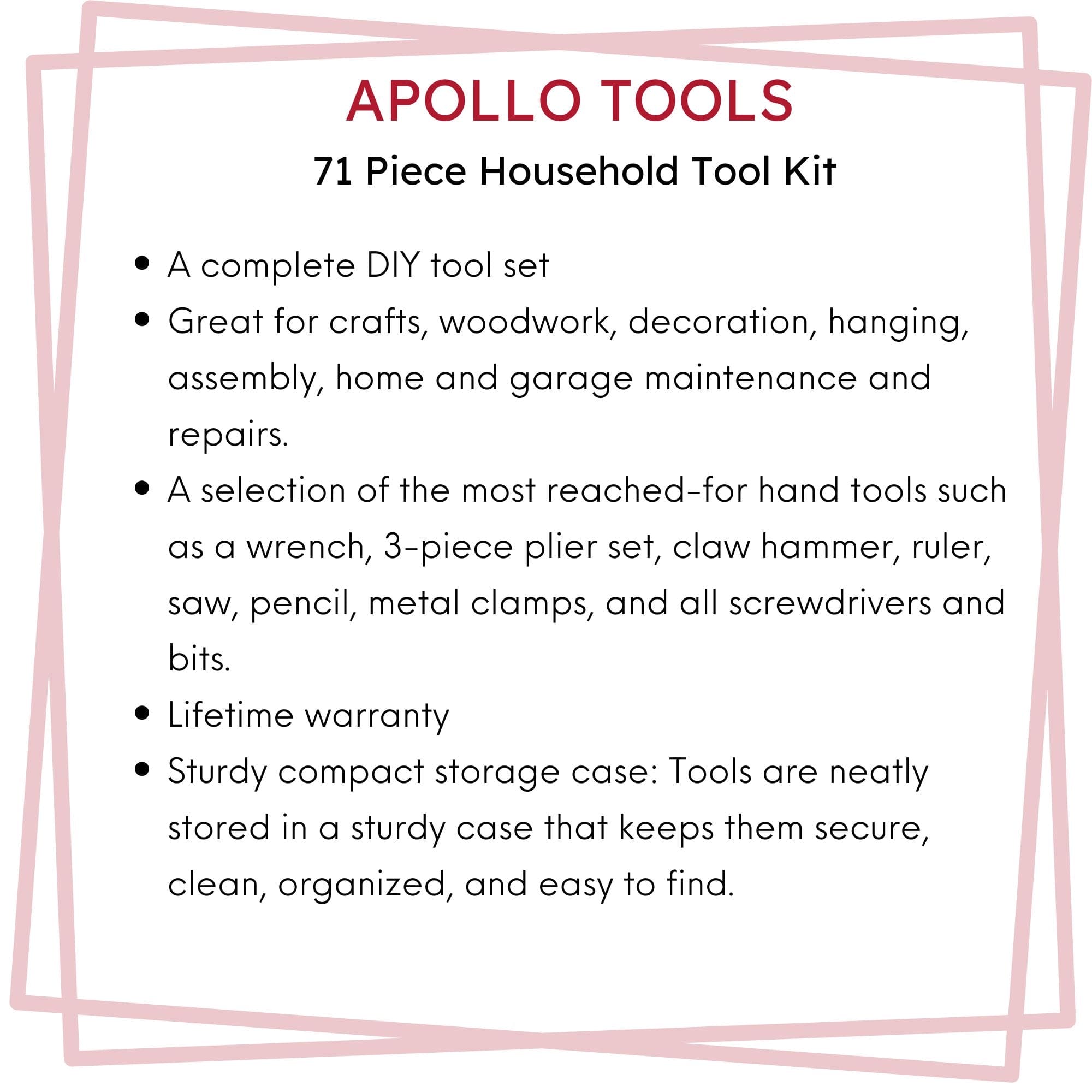 71 Piece Household Tool Kit - DT0204 Apollo Tools