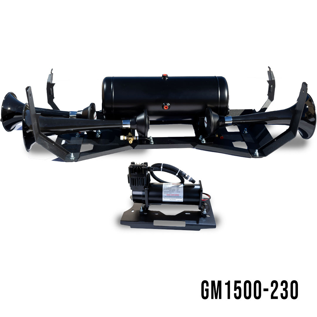 Kleinn Automotive GM 1500 direct fit train horn and onboard air system installed in a 2007.5-2018 GM 1500 truck.