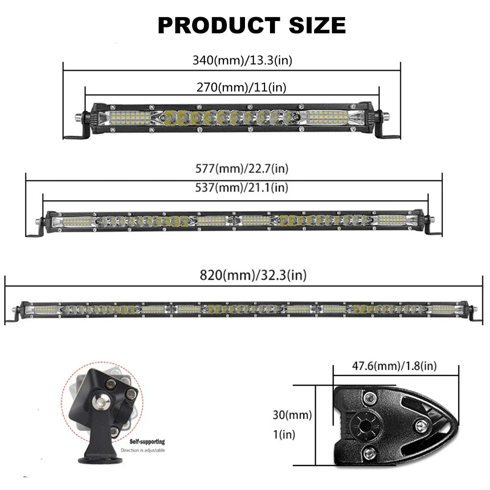 Slim Spot Flood LED Bar Off Road 12V 24V LED Light Bar/Work Light For Car 4x4 Truck ATV SUV Boat lada Barra LED Lightbar Econic Blanks