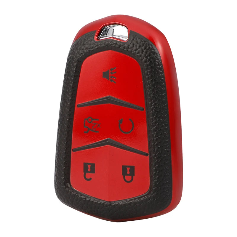 Leather texture TPU car key case cover for Cadillac XT5, XT4, XT6, CT5, CT6, XTS, ATSL, SRX with key ring by Gm Service Guy