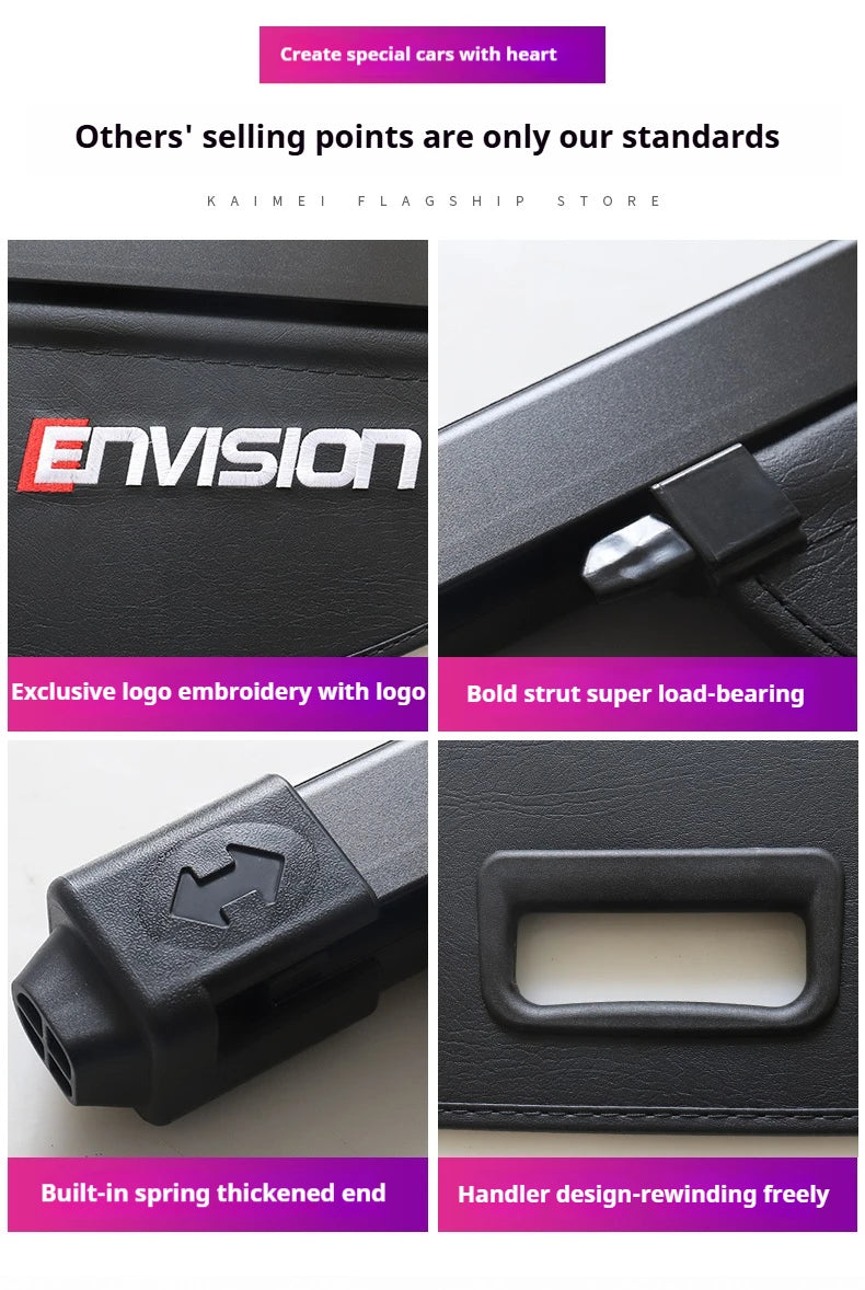 Retractable cargo cover for Buick Envision, Envision Plus, Excelle GX, Velite 6, and GL6 by Gm Service Guy, showing three materials.