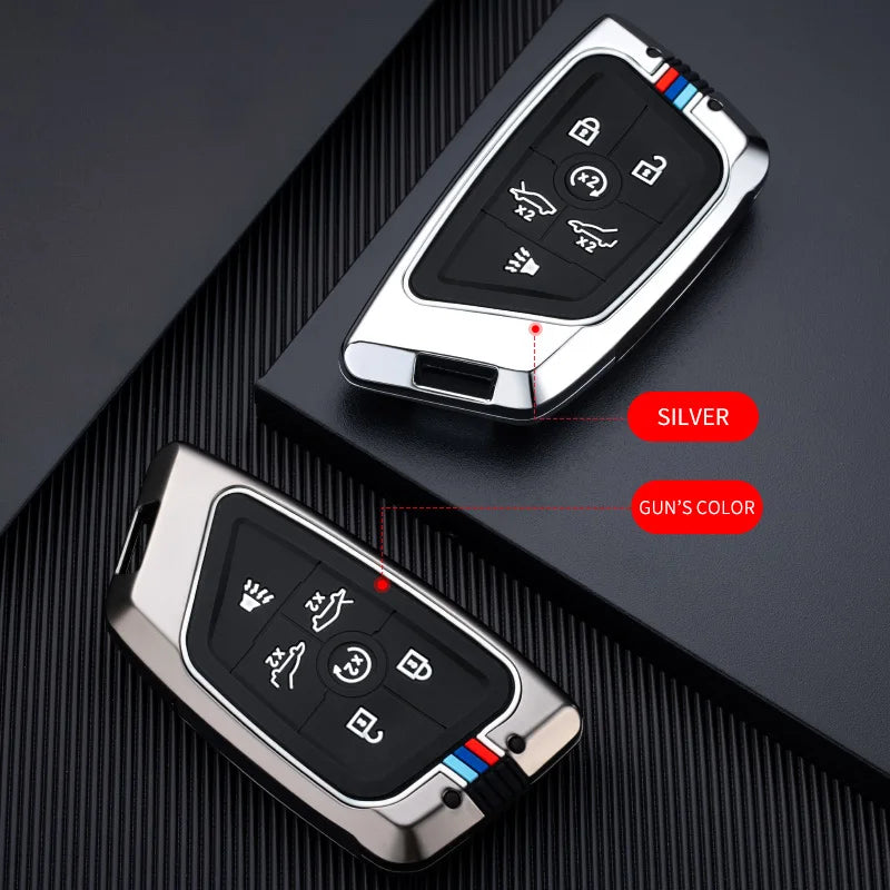 Zinc Alloy Silica Gel Car Key Case Cover Shell for Corvette C8 Coupe Chevrolet C7 ZR1 Z06 Key Rings Keychain Bag Accessories Gm Service Guy