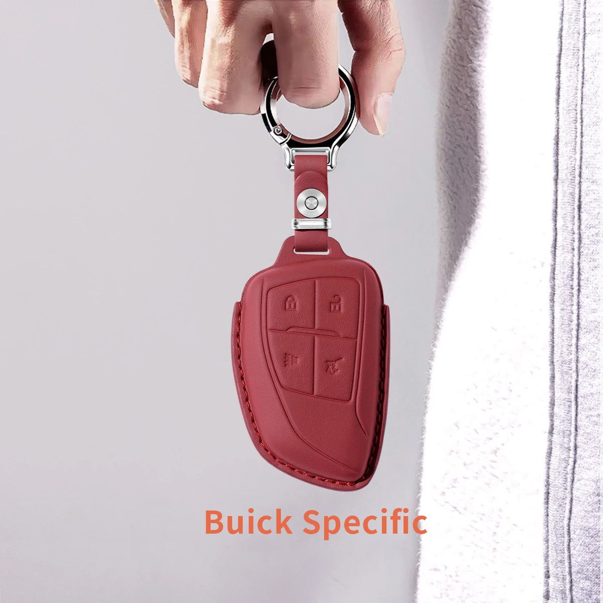 7-Button Leather Car Key Fob Case: Shock-Resistant and Wear-Resistant, Suitable for Buick Envision Plus Gm Service Guy