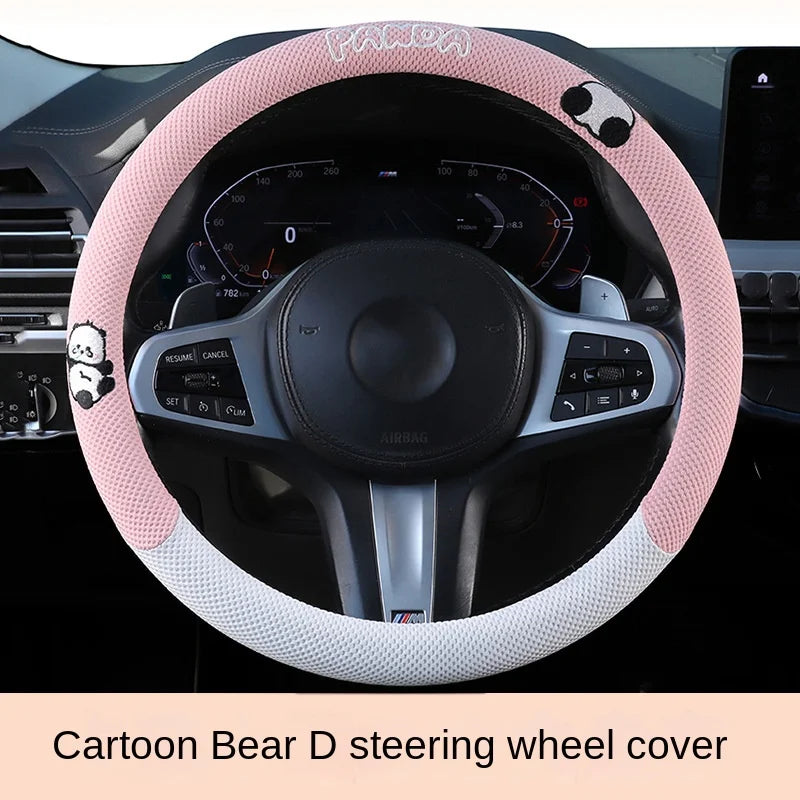 Breathable universal leather steering wheel cover by Gm Service Guy, designed for a comfortable grip in cars.