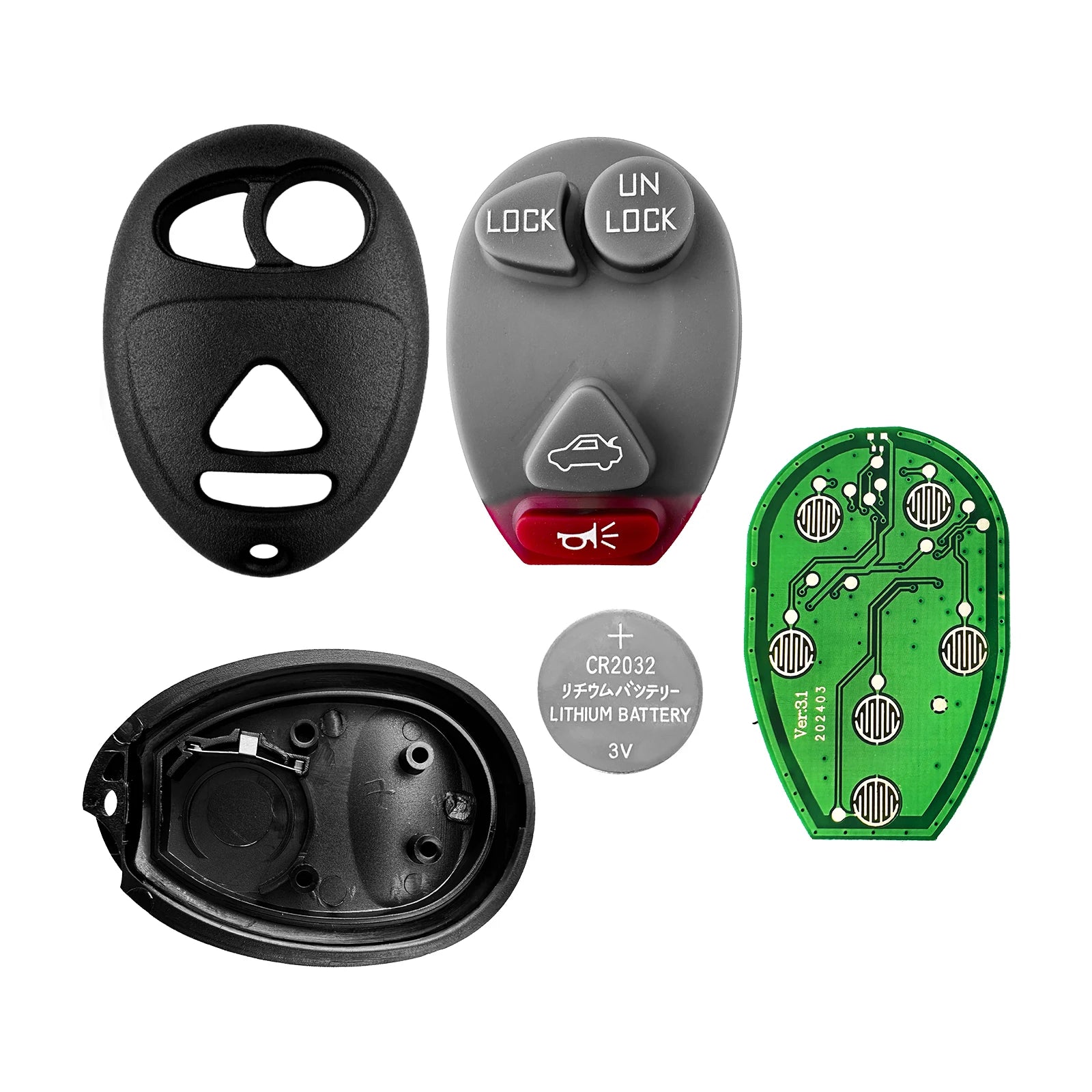 GM Service Guy wholesale OEM 4-button car key fob remote for Buick, Oldsmobile, Pontiac, 2001-2007, 315MHz, model L2C0007T