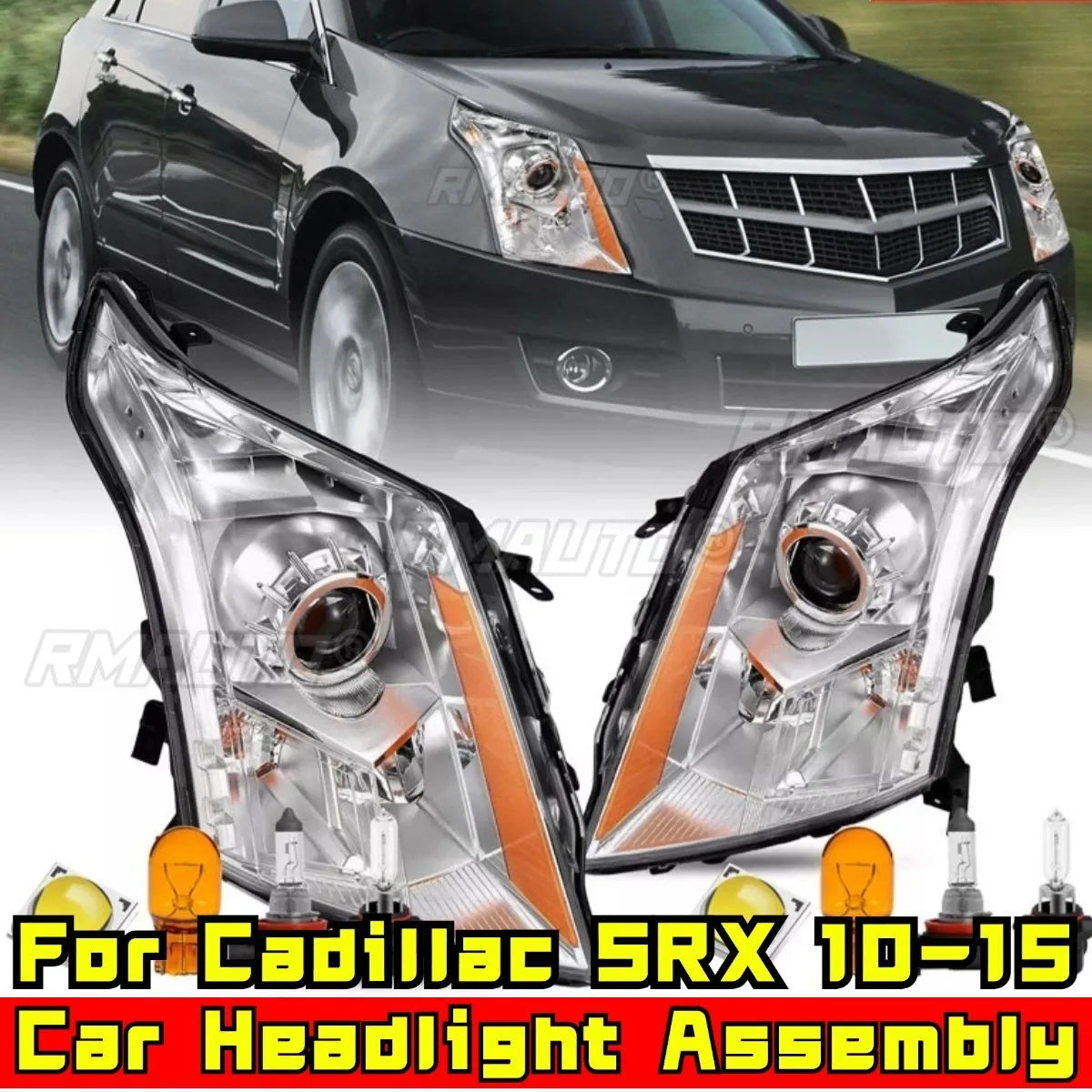 Cadillac SRX LED headlight assembly with DRL daytime running light, compatible with 2010-2015 models, by GM Service Guy.
