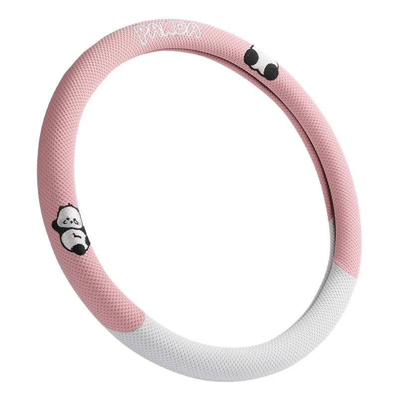 Breathable universal leather steering wheel cover by Gm Service Guy, featuring a cute design for car interior enhancement.