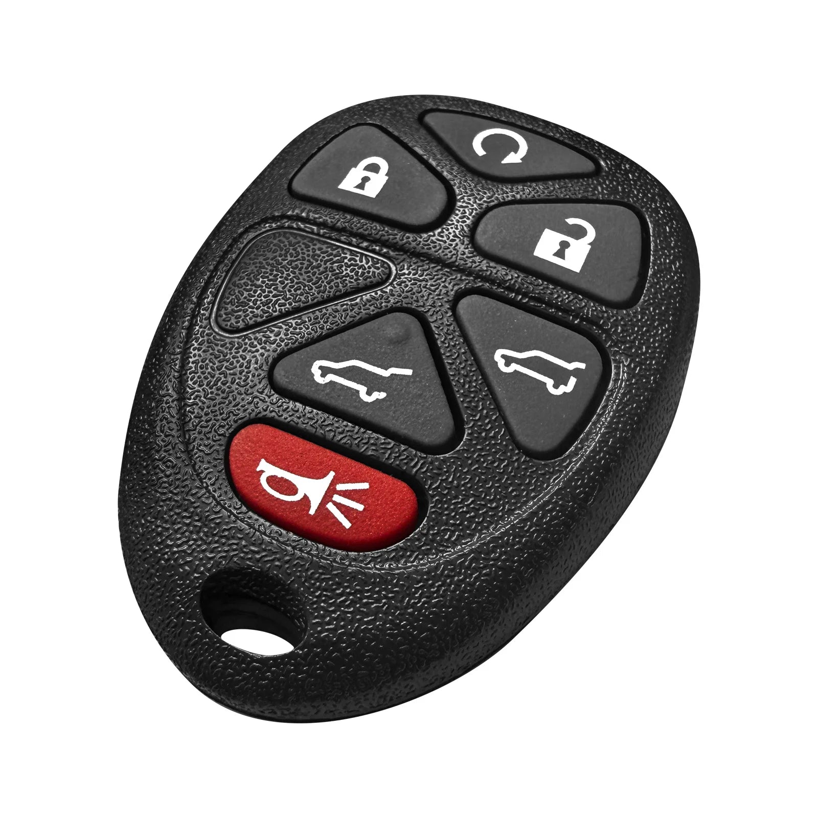 GM Service Guy OEM 6-button car key fob remote for Cadillac Escalade and GMC Yukon, showing buttons and keyless entry design