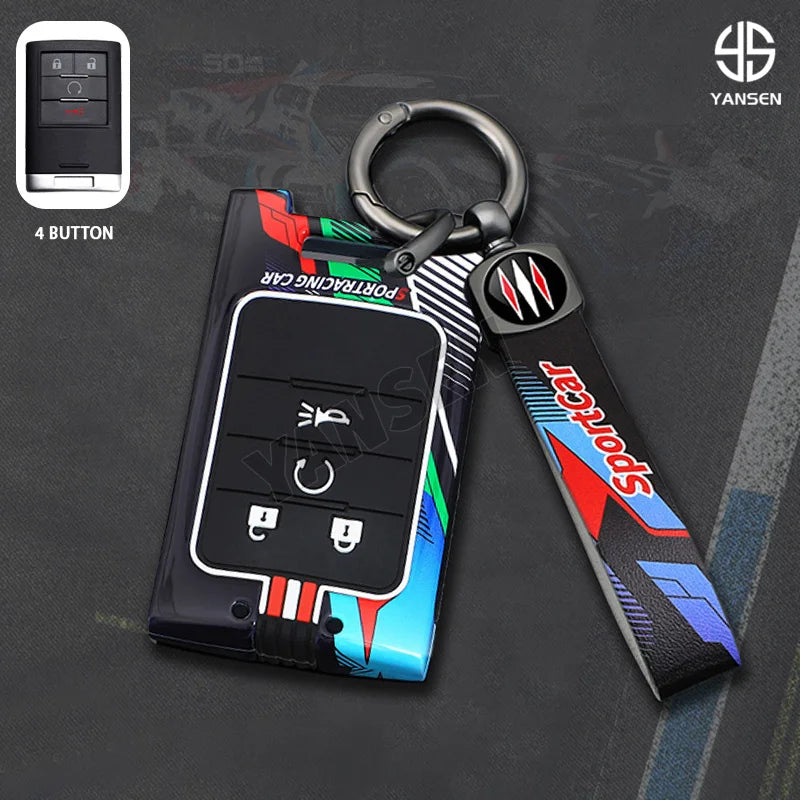 Gm Service Guy Chevrolet Corvette, Cadillac CTS, ATS, Escalade car remote key case cover shell on a black background.