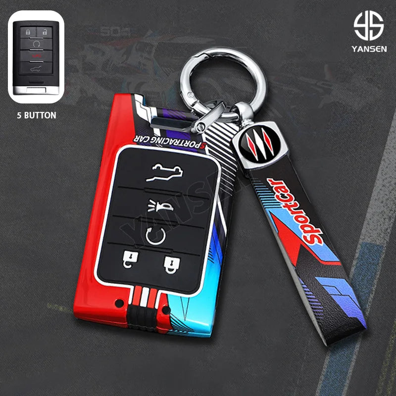 Gm Service Guy Chevrolet Corvette, Cadillac CTS, ATS, Escalade car remote key case cover shell in black with key buttons visible