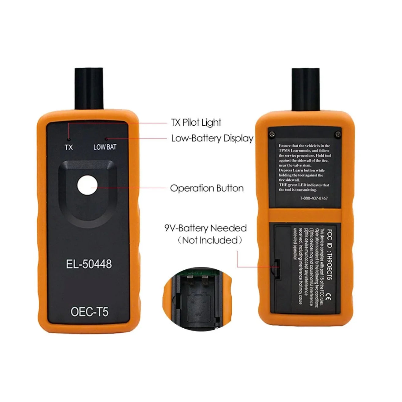 OEC-T5 EL-50448 TPMS Universal GM Buick OLIVER Fit Orange/Black Activation T Tire Pressure Reset Tool Gm Service Guy