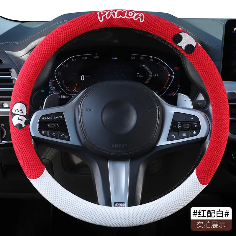 Breathable universal leather steering wheel cover by Gm Service Guy, designed for cars, featuring a cute and stylish appearance.