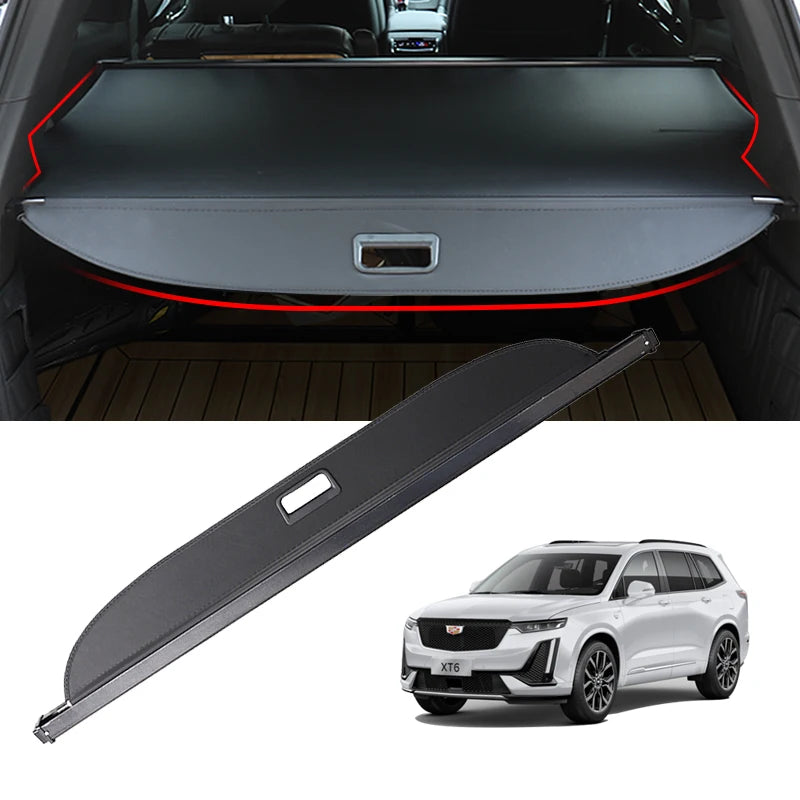 Gm Service Guy retractable cargo cover for Cadillac XT6 2020-2023, interior trunk accessory with tail box for cargo privacy.