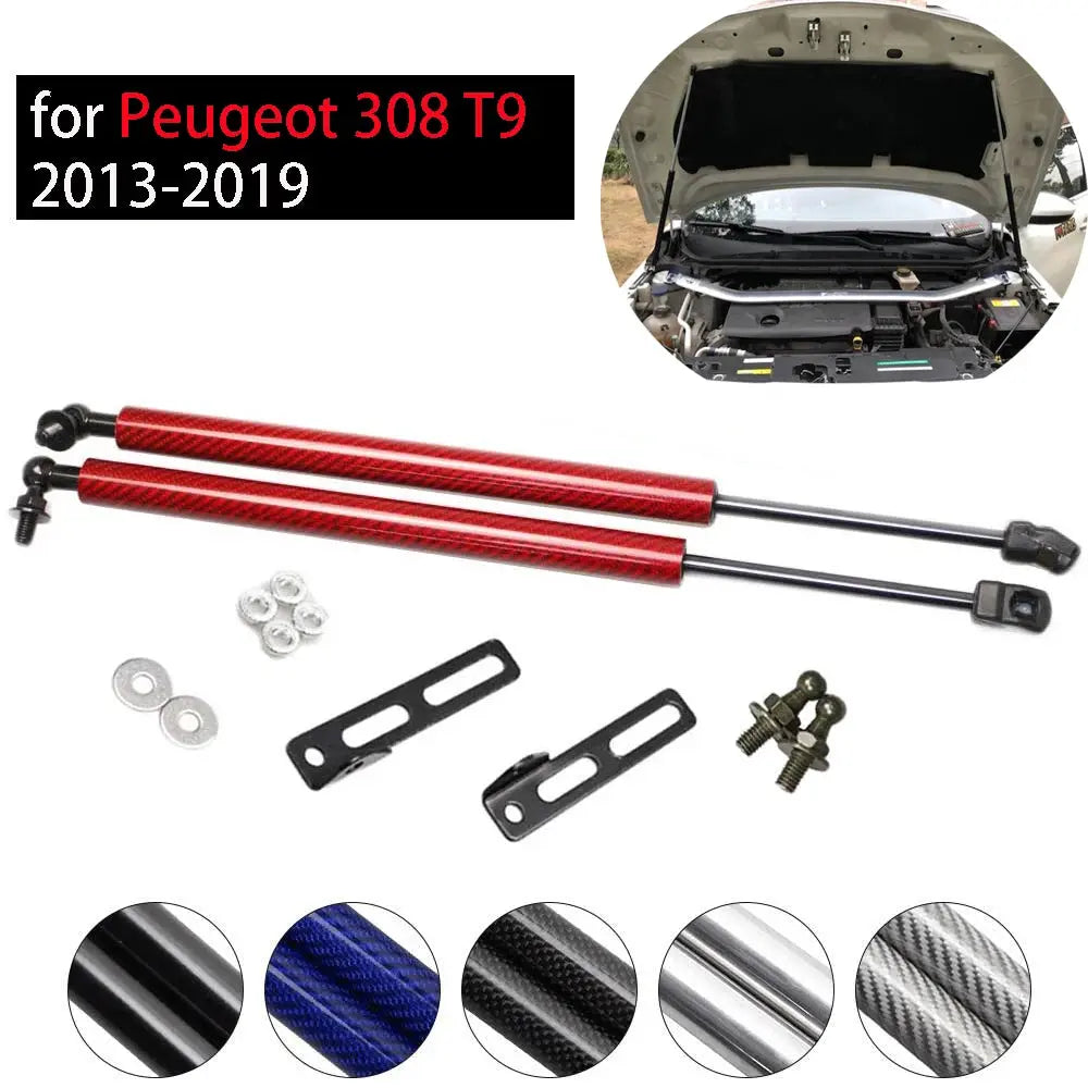 Hood Struts For Peugeot 308 II T9 2013-2021 Front Bonnet Modify Gas Spring Prop Lift Support Carbon Fiber Damper Piston Rods Bar Gm Service Guy