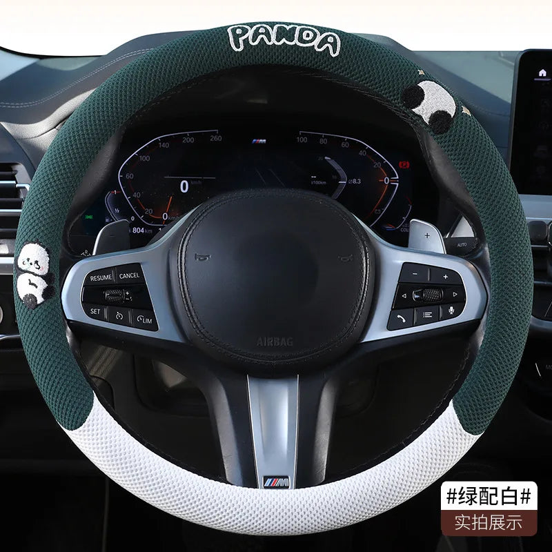 Breathable universal leather steering wheel cover by Gm Service Guy, designed for a comfortable grip and stylish car interior.