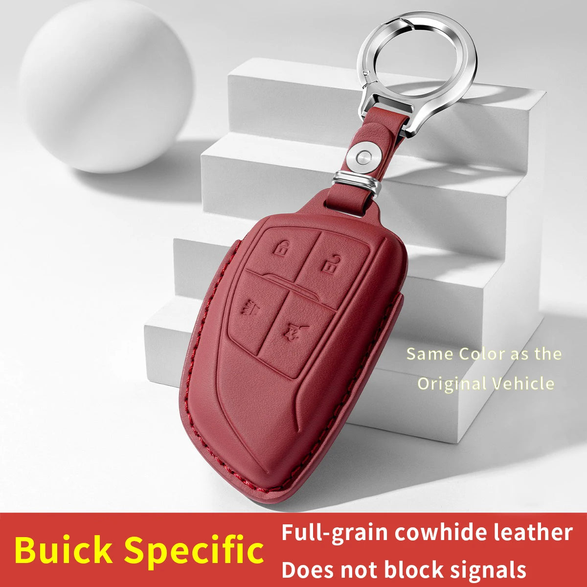 Leather Key Case Stylish Car Key Pouch Key Cover and Keychain for Buick Envision Plus Car Keys Gm Service Guy