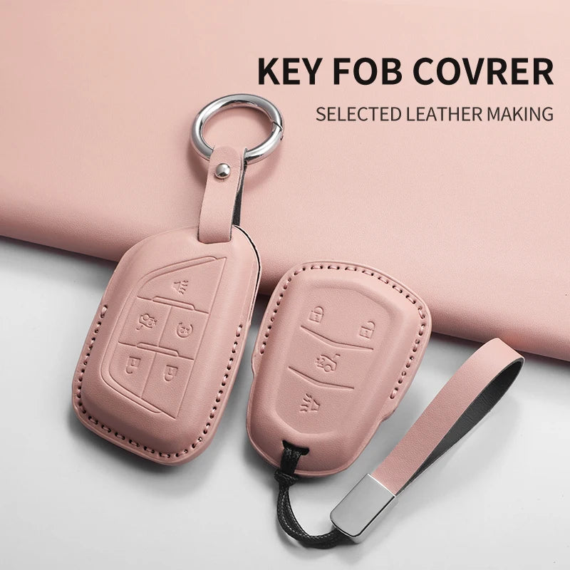 High-quality GM Service Guy PU leather car key fob cover for Cadillac ATS, CTS, CT4, CT5, CT6, XTS, XT5, factory wholesale