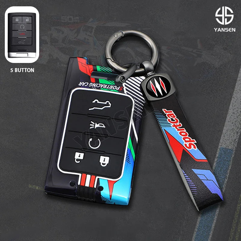 Gm Service Guy car remote key case cover shell for Chevrolet Corvette, Cadillac CTS, ATS, Escalade, and more, in black.