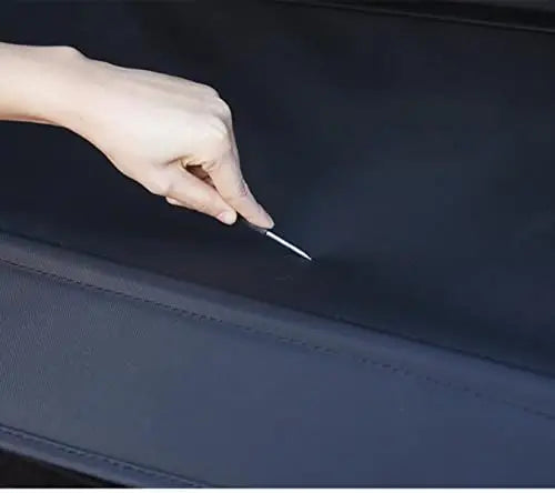 Gm Service Guy carbon fiber retractable trunk cargo cover for Buick GL6, showing three color options and installed in the vehicle trunk.