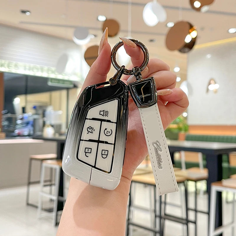 Zinc Alloy Silica Gel Car Key Case Cover Shell for Cadillac XT5 XT4 XT6 CT5 CT6 CT4 XTS ATSL SRX Key Ring Keychain Accessories Gm Service Guy