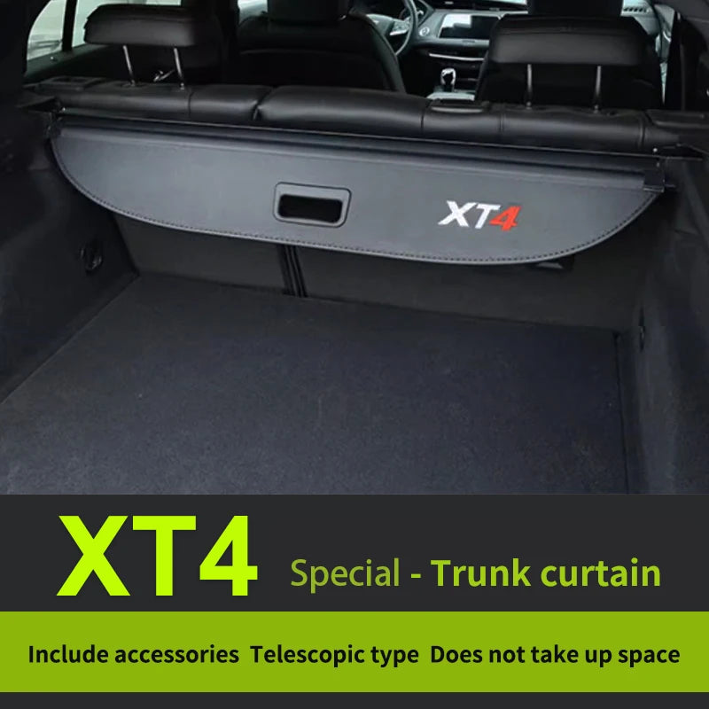 Gm Service Guy custom fit retractable trunk cargo cover for Cadillac XT4 2020-2024, rear luggage privacy shade in black