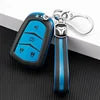 Leather-textured TPU car key cover for Cadillac XT5, XT4, CT5, SRX, and more, with keyring attachment by Gm Service Guy.