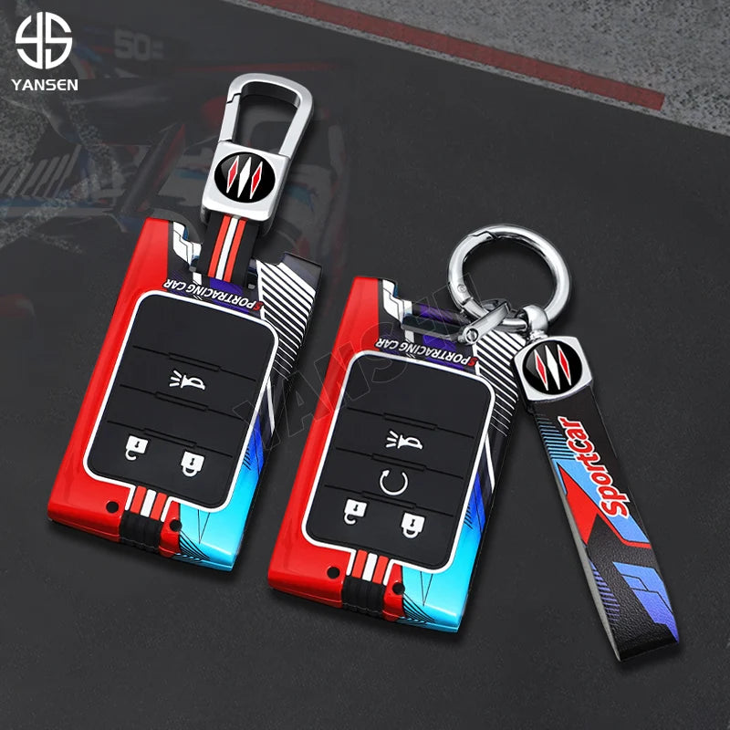 Gm Service Guy car remote key case cover for Chevrolet Corvette, Cadillac CTS, ATS, Escalade, and more, made of durable material.