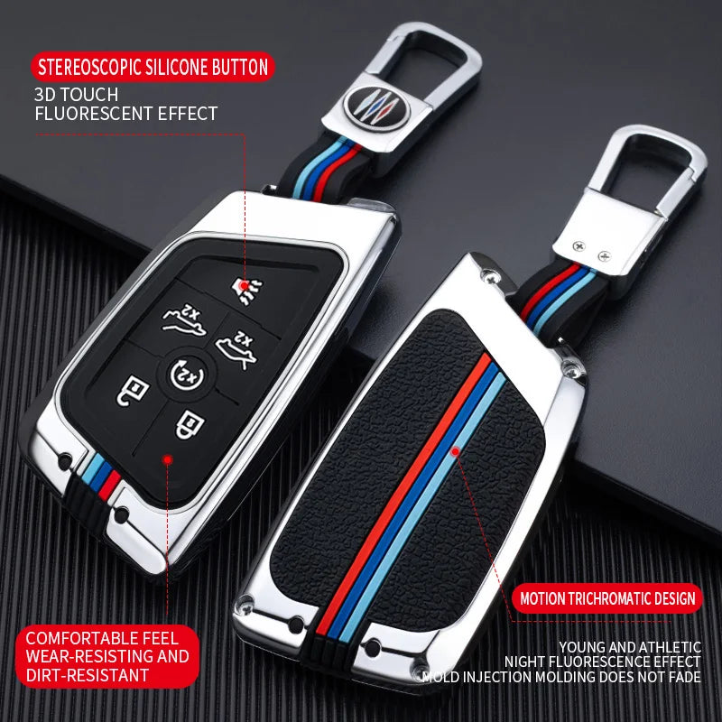 Zinc Alloy Silica Gel Car Key Case Cover Shell for Corvette C8 Coupe Chevrolet C7 ZR1 Z06 Key Rings Keychain Bag Accessories Gm Service Guy