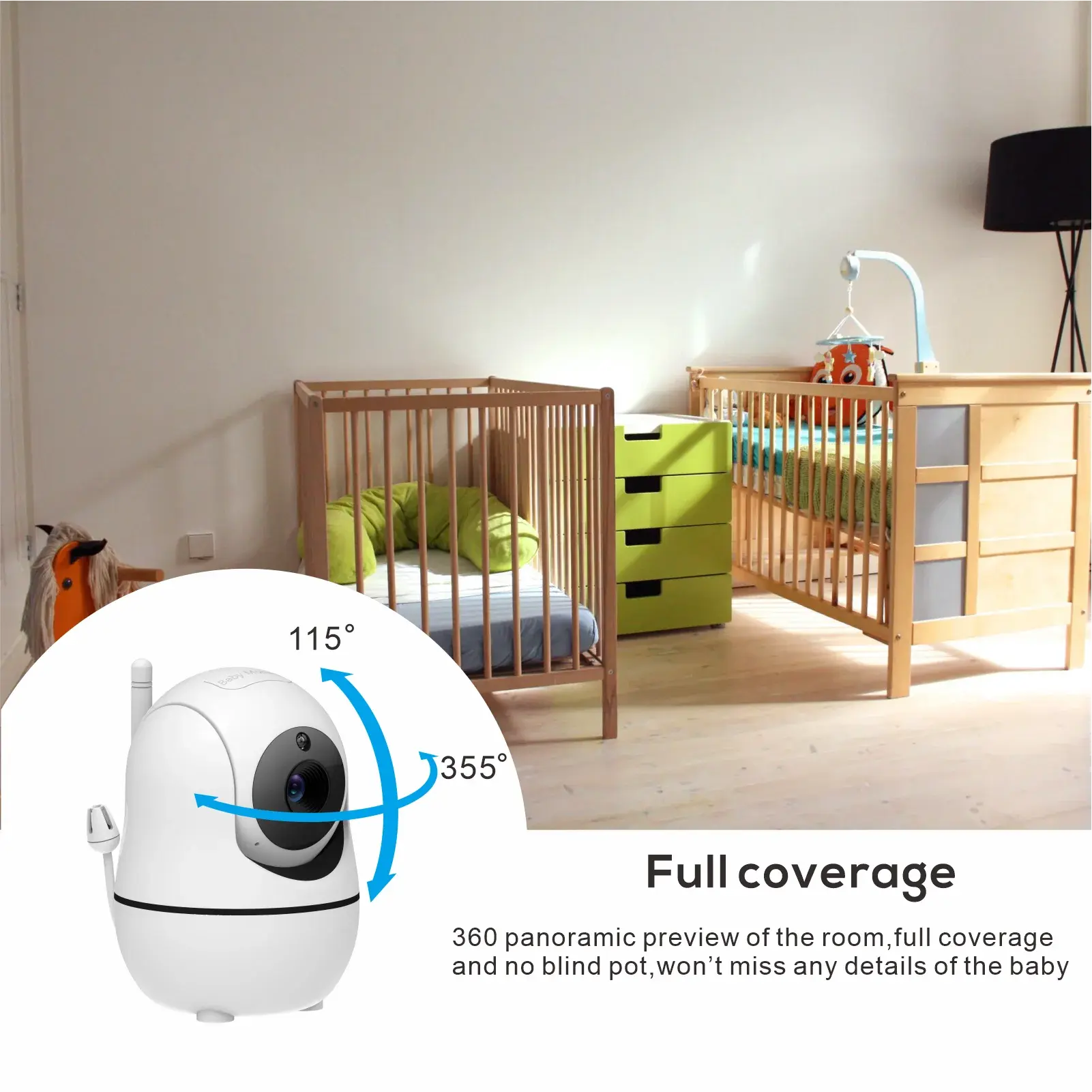 5 inch Video Baby Monitor with Two Camera and Audio, Night Vision, 4X Zoom, 1000ft Range 2-Way Audio Temperature Sensor Lullaby Gm Service Guy