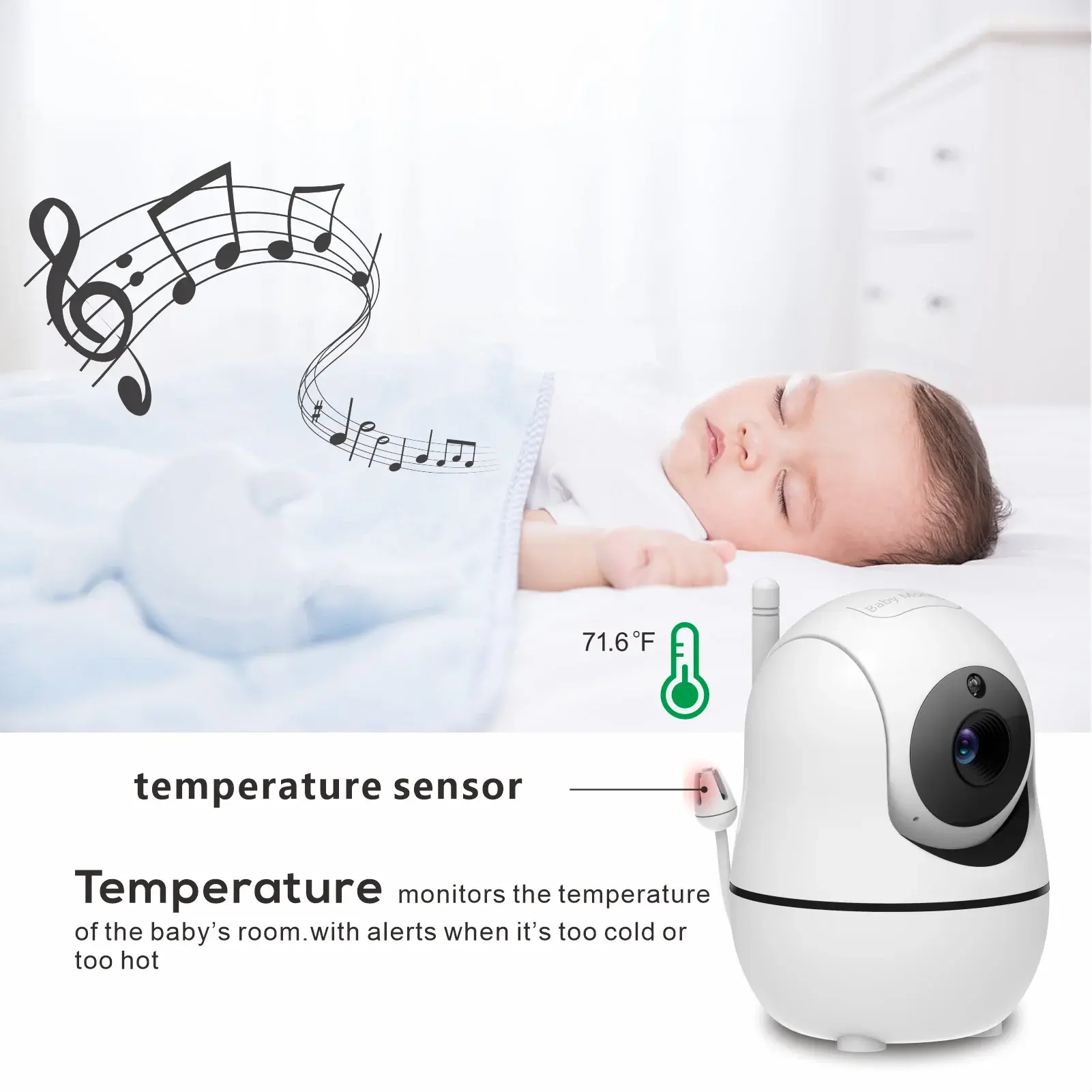 5 inch Video Baby Monitor with Two Camera and Audio, Night Vision, 4X Zoom, 1000ft Range 2-Way Audio Temperature Sensor Lullaby Gm Service Guy