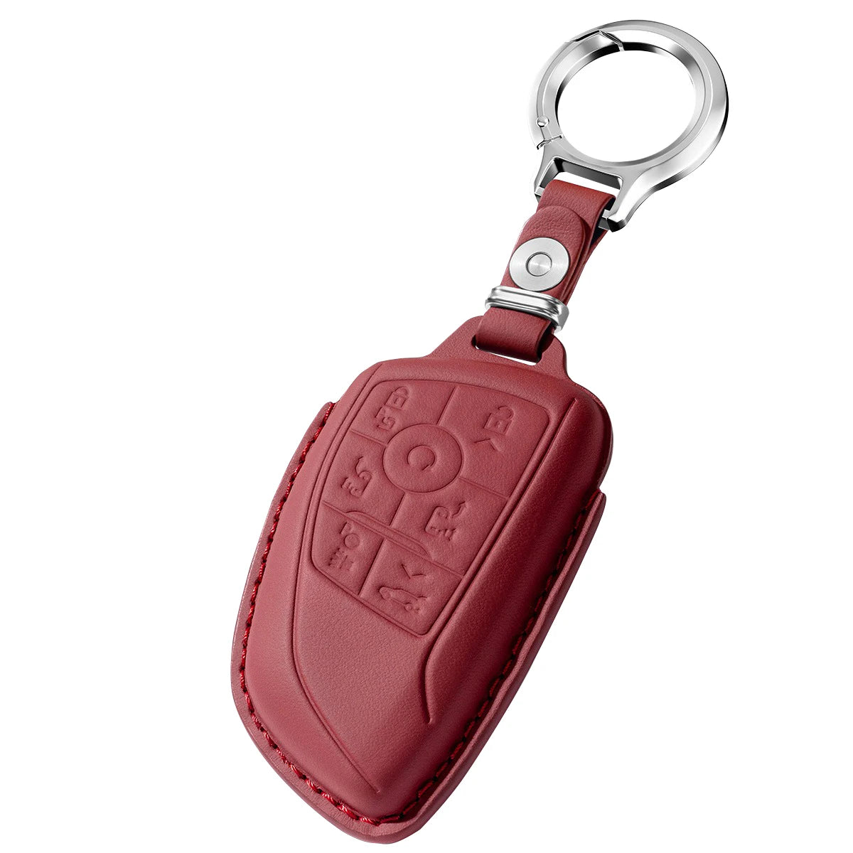 7-Button Leather Car Key Fob Case: Shock-Resistant and Wear-Resistant, Suitable for Buick Envision Plus Gm Service Guy