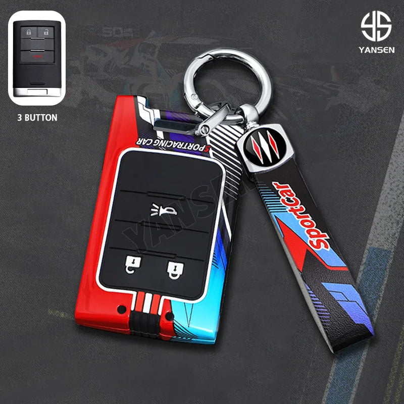 Gm Service Guy car remote key case cover for Chevrolet Corvette, Cadillac CTS, ATS, XTS, Escalade, and more, showing the black shell.