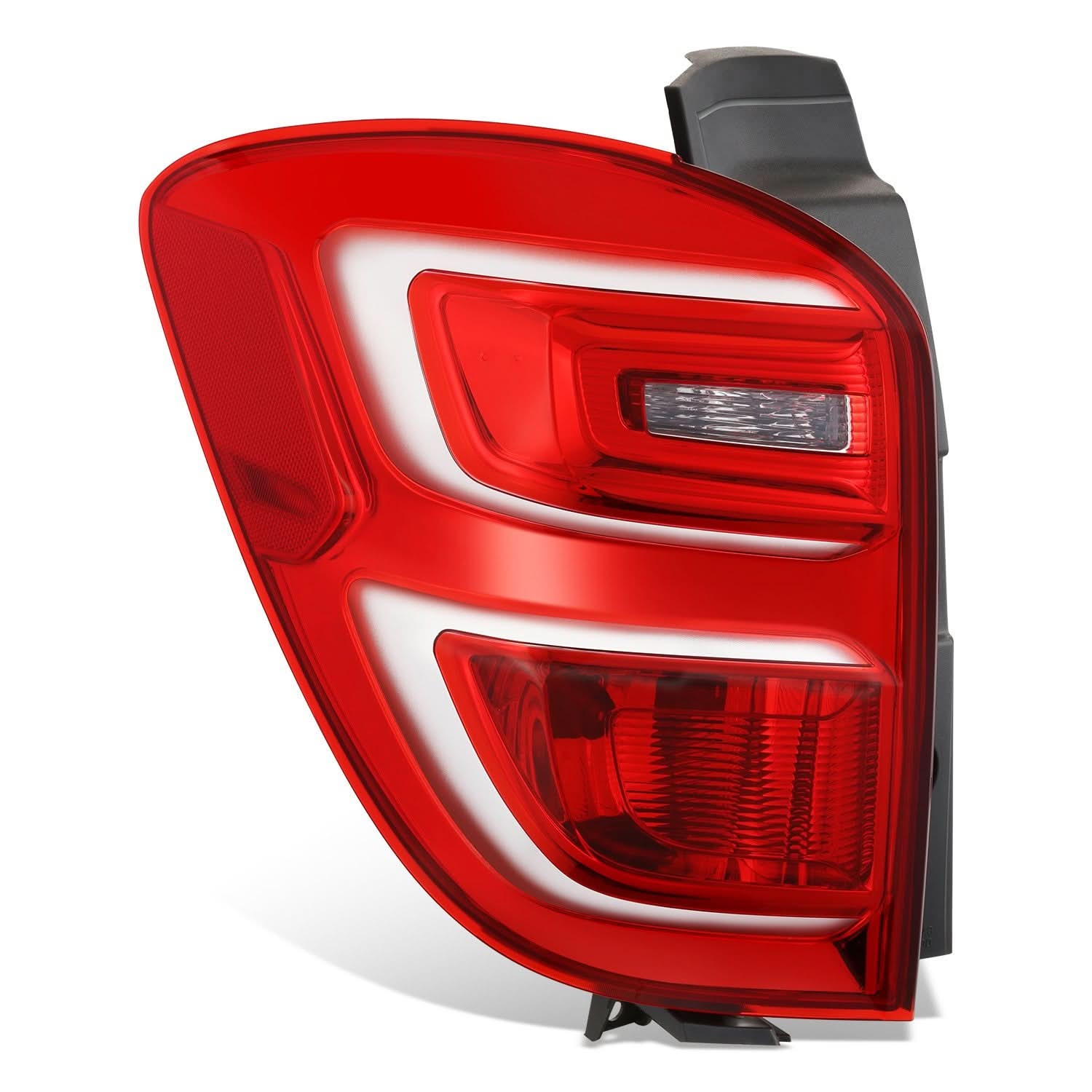Left side 2016-2017 Chevrolet Equinox OE style tail light by K2 Industries, featuring clear lens and red and white sections.