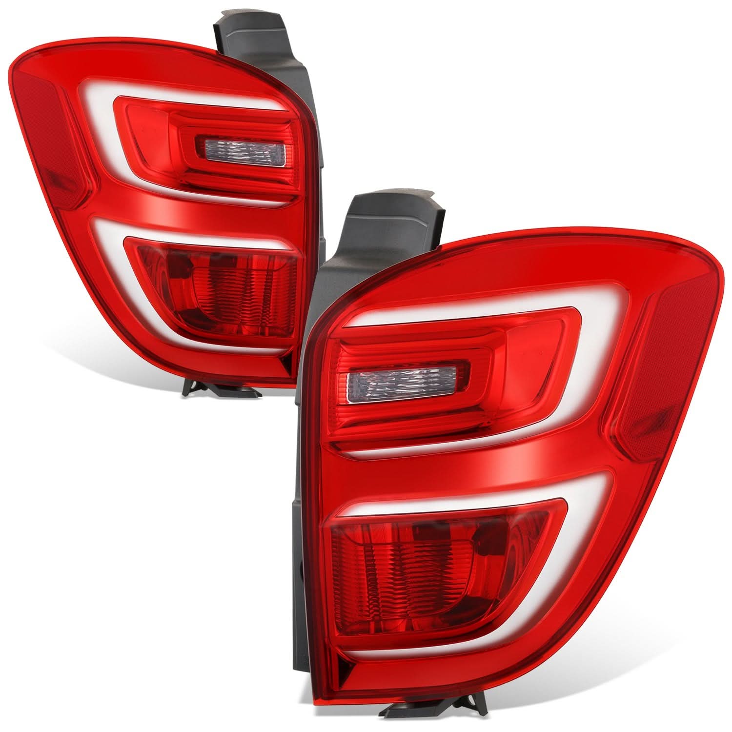 Chevrolet Equinox 2016-2017 OEM style tail light set by K2 Industries, includes left and right tail lights with clear and red lenses.