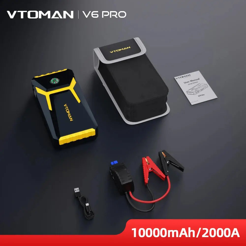 VTOMAN V6 Pro Car Jump Starter Power Bank 2000A Car Battery Charger Auto Emergency Booster Starting Device Jump Starter Gm Service Guy