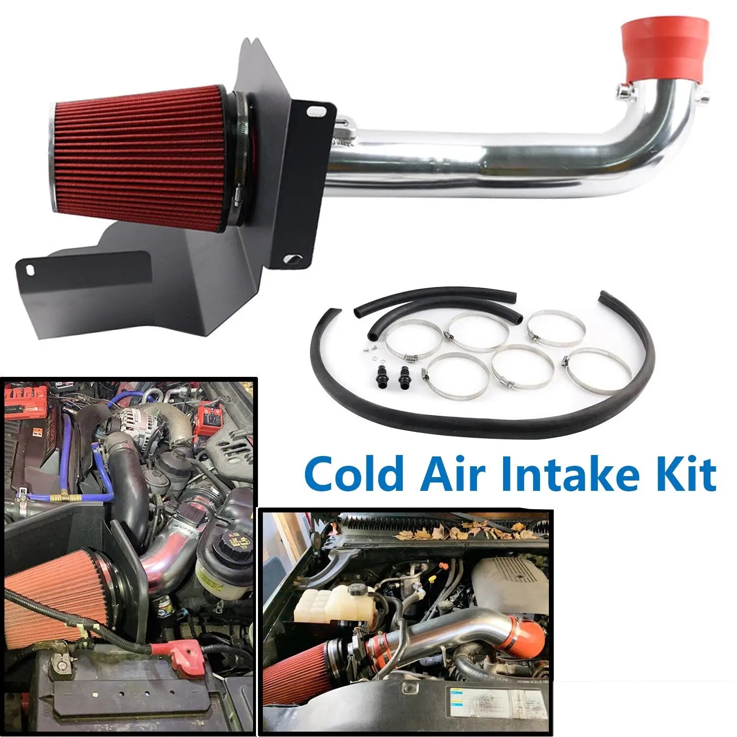 For Silverado 2014-18 Chevy GMC Sierra 1500 5.3L 6.2L V8 engine parts Red Filter Cold Air Intake Kit Gm Service Guy