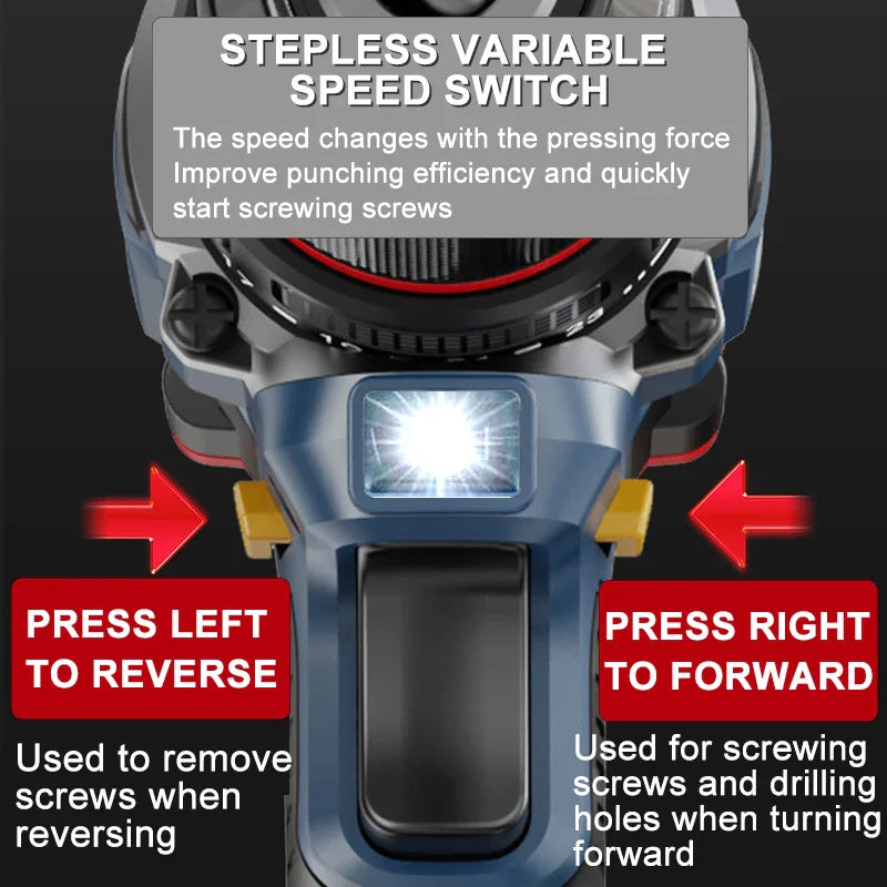 Brushless Cordless Drill 16.8V 70 N·m Torque 10mm (3/8 in) Self-Locking Chuck 20+1 Torque Settings 2-Speed Electric Screwdriver for DIY & Woodworking FanzyMarket