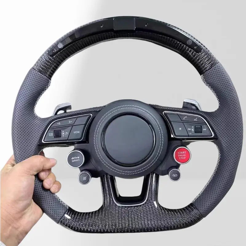 For Audi A3 A4 A6L A5 A7 Q3 Q5 Q7 B9 Modified S4 S5 S6 S7 Carbon Fiber Steering Wheel Flat Bottom Steering Wheel Motion Assembl Gm Service Guy