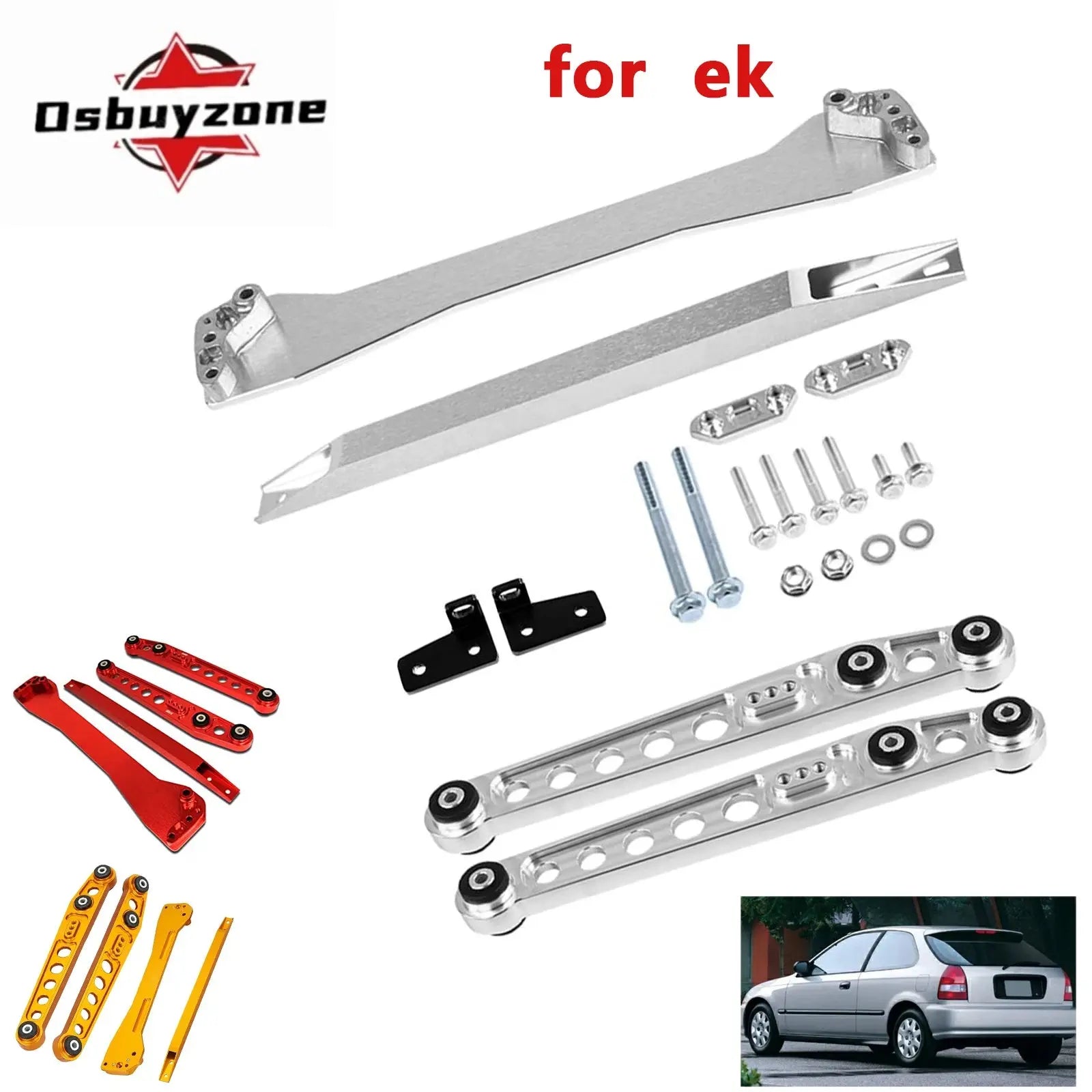 suspension Rear Subframe Brace + Tie Bar + Lower Control Arm For Honda Civic EK 1996-2000 performance parts Gm Service Guy