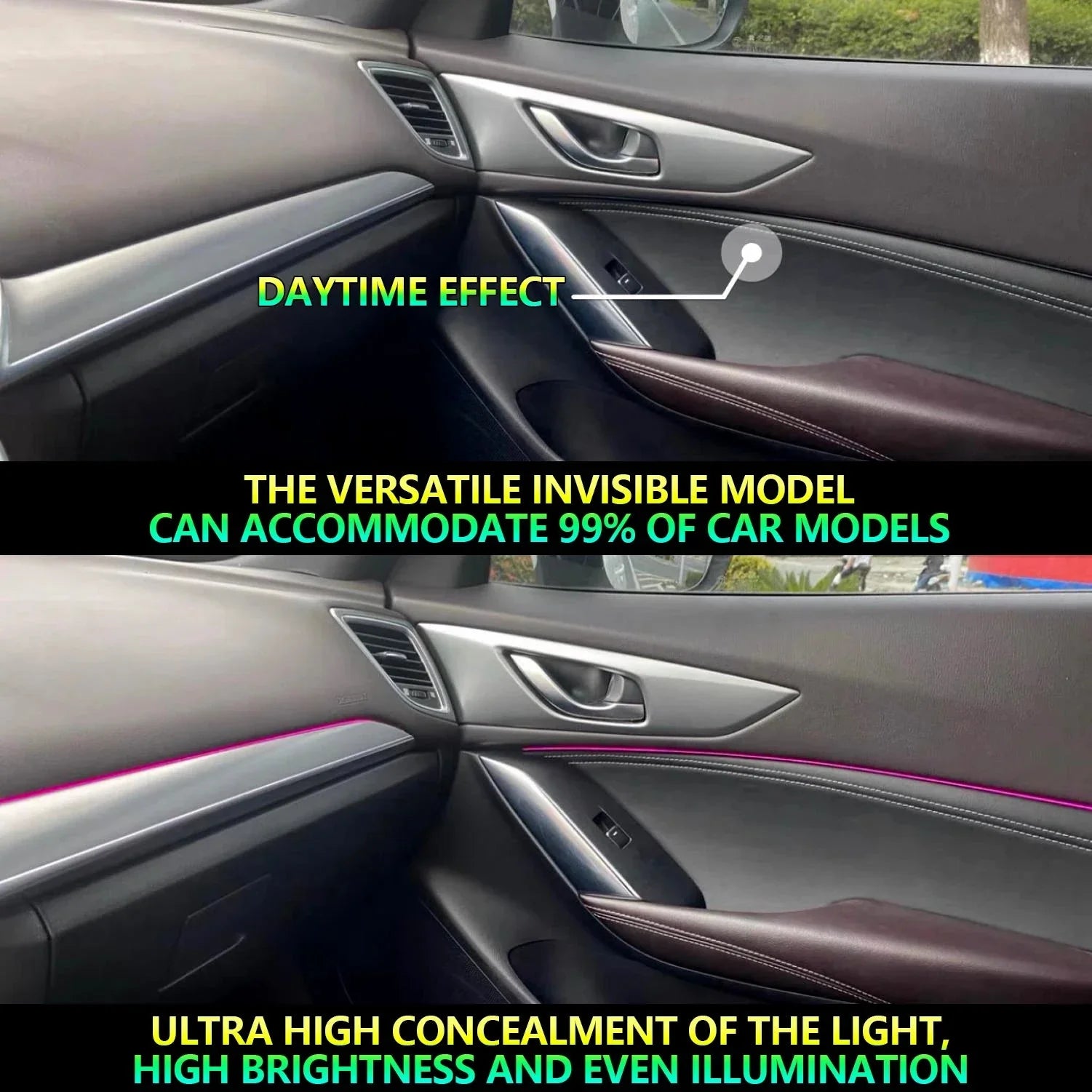 Universal 18-in-1 RGB Car Ambient Light Kit - Full Color App-Controlled Neon Strips Econic Blanks