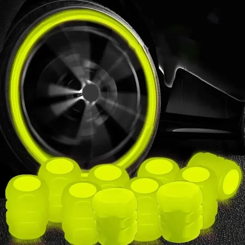 Glow-in-the-Dark Tire Valve Caps – Universal Luminous Wheel Valve Stem Covers for Car, Motorcycle & Bicycle – Dust-Proof Decorative Caps FanzyMarket