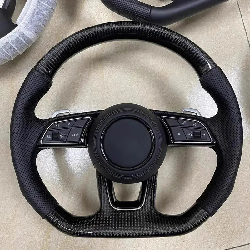 For Audi A3 A4 A6L A5 A7 Q3 Q5 Q7 B9 Modified S4 S5 S6 S7 Carbon Fiber Steering Wheel Flat Bottom Steering Wheel Motion Assembl Gm Service Guy