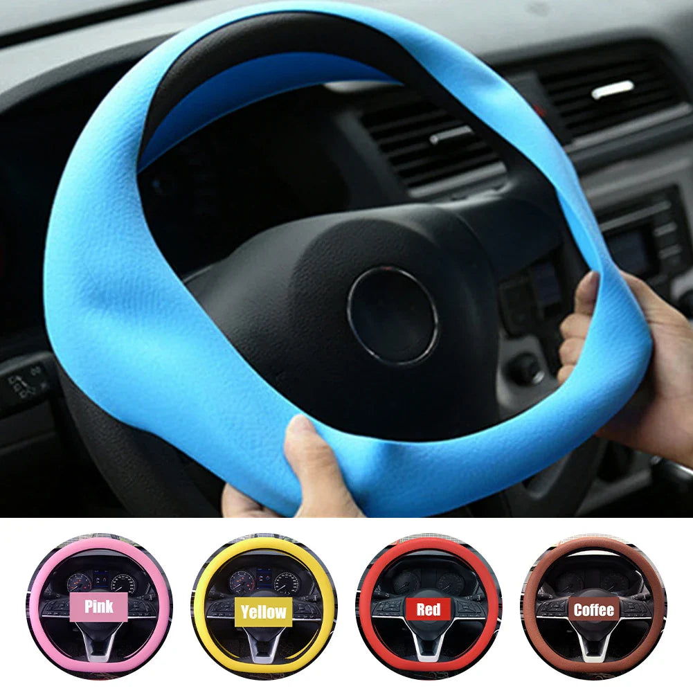 Universal Silicone Steering Wheel Cover – Elastic Non-Slip Grip, Fits 36–40 cm (14–16 in) Wheels, Multi-Color Car Accessory FanzyMarket
