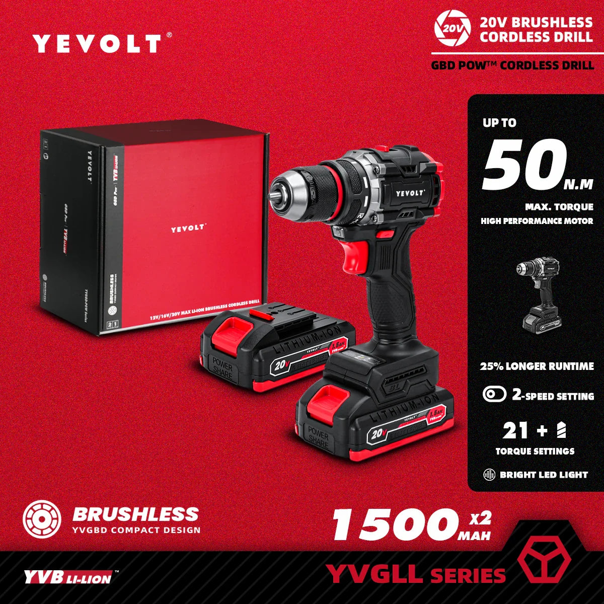20V Brushless Cordless Drill Driver, Compact 21+1 Torque Keyless 3/8\" (0.8–10mm) Handheld Screwdriver with LED FanzyMarket