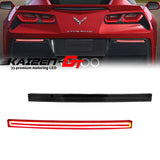 Red LED rear bumper reflector and tail lights for 2014-2019 Chevrolet Corvette C7, featuring smoked red lenses and fog light design.