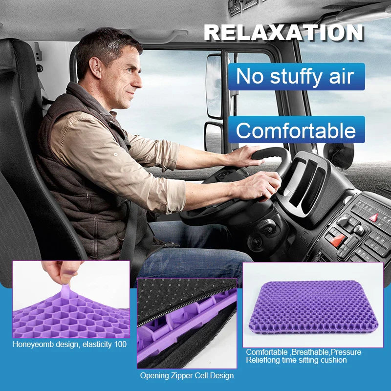 Gel Seat Cushion Honeycomb Breathable Cooling Coccyx Pillow for Tailbone Pain Relief for Office, Car & Wheelchair FanzyMarket