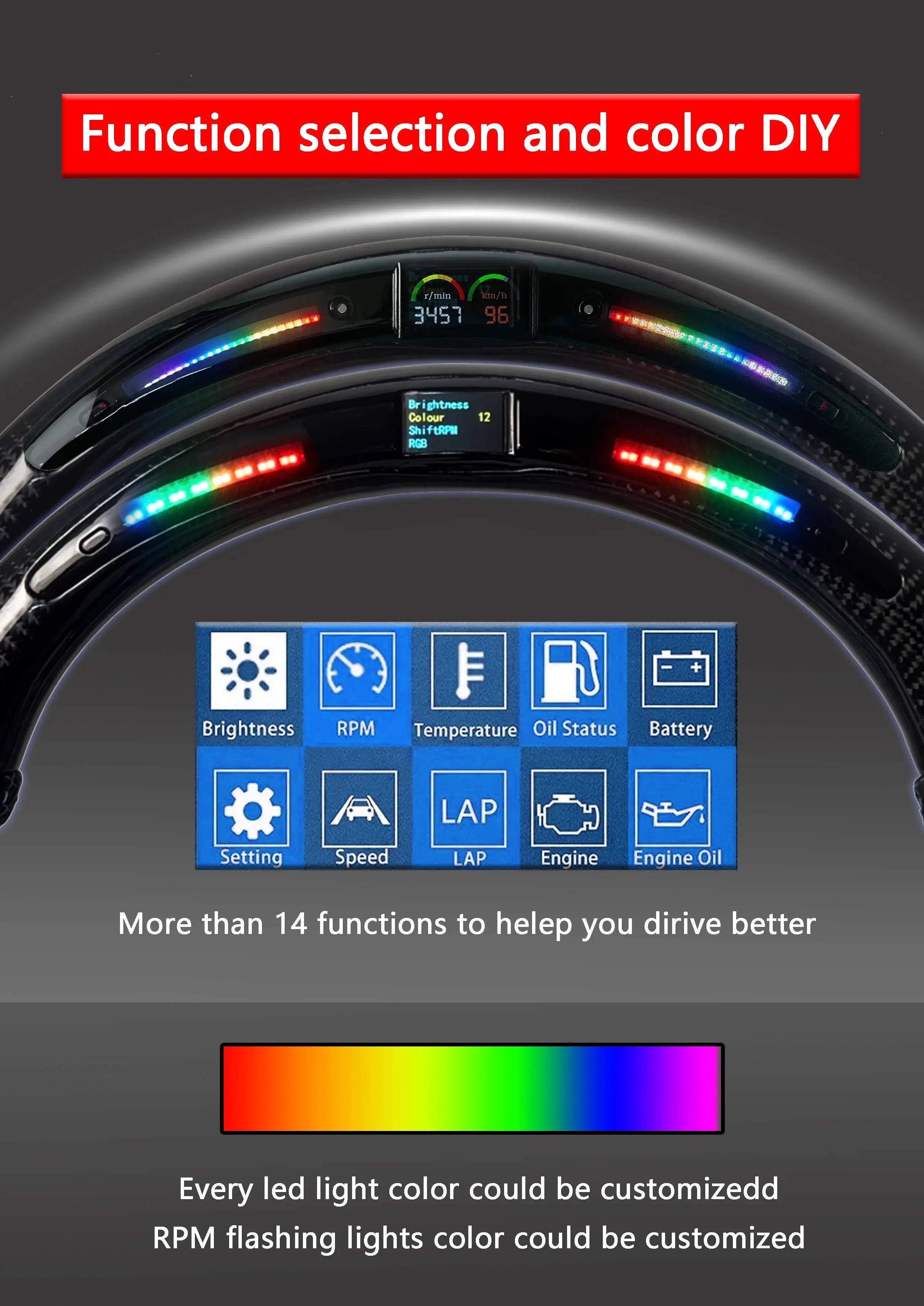 LED Genuine leather carbon fiber steering wheel suitable for Honda Accord CU2 SPIRIOR 2008-2017 series Gm Service Guy